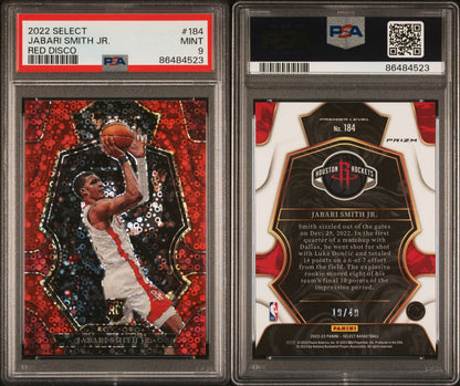 2022 Panini Select Red Disco #184 Jabari Smith Jr Rookie /49 PSA