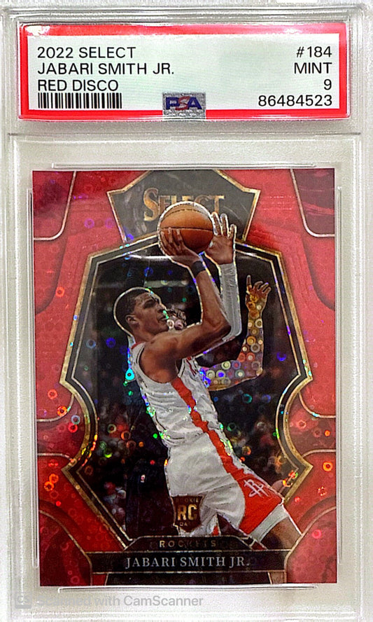 2022 Panini Select Red Disco #184 Jabari Smith Jr Rookie /49 PSA